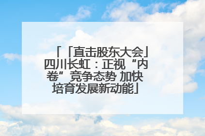 「直击股东大会」四川长虹：正视“内卷”竞争态势 加快培育发展新动能