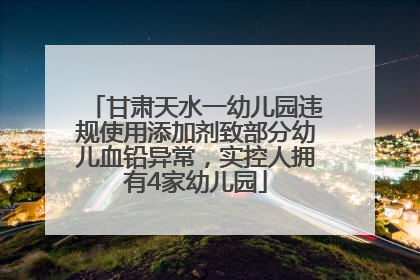 甘肃天水一幼儿园违规使用添加剂致部分幼儿血铅异常，实控人拥有4家幼儿园