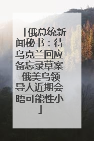 俄总统新闻秘书：待乌克兰回应备忘录草案 俄美乌领导人近期会晤可能性小