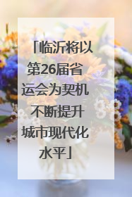 临沂将以第26届省运会为契机 不断提升城市现代化水平