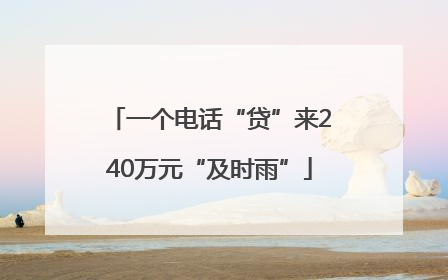 一个电话“贷”来240万元“及时雨”