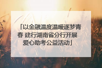 以金融温度温暖逐梦青春 建行湖南省分行开展爱心助考公益活动