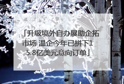 升级境外自办展助企拓市场 温企今年已拼下15.8亿美元意向订单