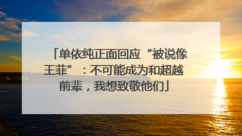 单依纯正面回应“被说像王菲”：不可能成为和超越前辈，我想致敬他们