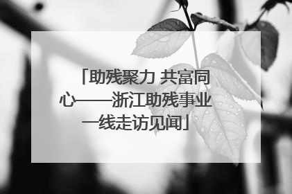 助残聚力 共富同心——浙江助残事业一线走访见闻