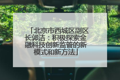 北京市西城区副区长郭洁：积极探索金融科技创新监管的新模式和新方法