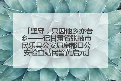 坚守，只因他乡亦吾乡——记甘肃省张掖市民乐县公安局扁都口公安检查站民警黄启元