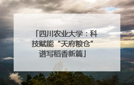 四川农业大学：科技赋能“天府粮仓”谱写稻香新篇