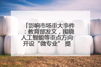 影响市场重大事件：教育部发文，围绕人工智能等重点方向开设“微专业” 提升就业能力