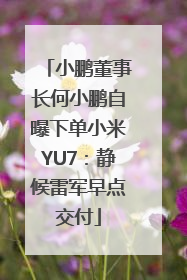 小鹏董事长何小鹏自曝下单小米YU7：静候雷军早点交付
