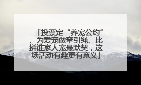 投票定“养宠公约”、为爱宠做牵引绳、比拼谁家人宠最默契，这场活动有趣更有意义