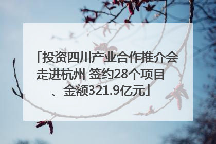 投资四川产业合作推介会走进杭州 签约28个项目、金额321.9亿元