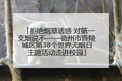 拒绝烟草诱惑 对第一支烟说不——德州市暨陵城区第38个世界无烟日主题活动走进校园