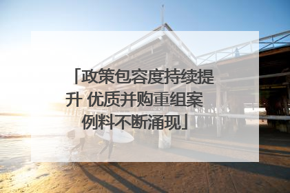 政策包容度持续提升 优质并购重组案例料不断涌现