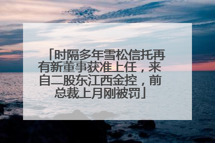 时隔多年雪松信托再有新董事获准上任，来自二股东江西金控，前总裁上月刚被罚