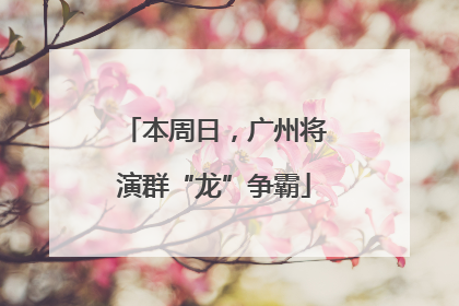 本周日，广州将演群“龙”争霸