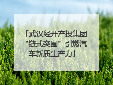 武汉经开产投集团“链式突围”引燃汽车新质生产力