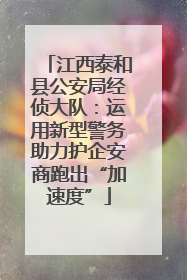 江西泰和县公安局经侦大队：运用新型警务助力护企安商跑出“加速度”
