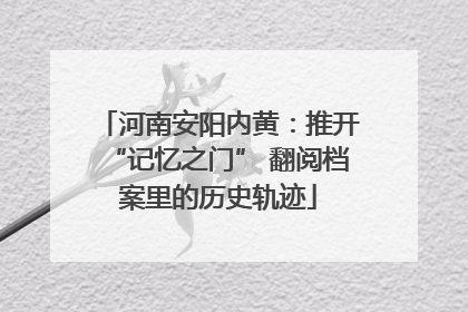 河南安阳内黄：推开“记忆之门” 翻阅档案里的历史轨迹