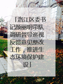 洛江区委书记颜丽明带队调研督导巡视反馈意见整改工作，推进生态环境保护建设