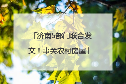 济南5部门联合发文！事关农村房屋