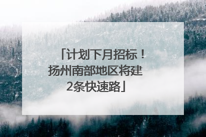 计划下月招标！扬州南部地区将建2条快速路