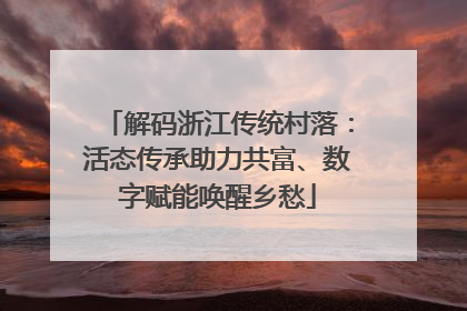 解码浙江传统村落：活态传承助力共富、数字赋能唤醒乡愁