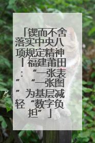 锲而不舍落实中央八项规定精神丨福建莆田：“一张表”“一张图”为基层减轻“数字负担”