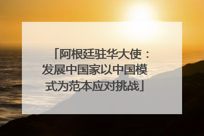 阿根廷驻华大使：发展中国家以中国模式为范本应对挑战