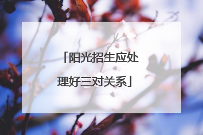 阳光招生应处理好三对关系