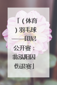 （体育）羽毛球——印尼公开赛：翁泓阳因伤退赛