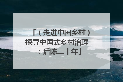 （走进中国乡村）探寻中国式乡村治理：后陈二十年