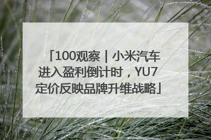 100观察｜小米汽车进入盈利倒计时，YU7定价反映品牌升维战略